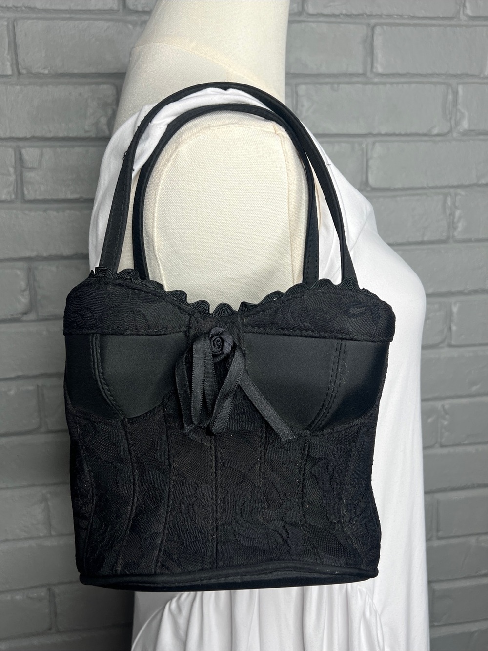 Vintage Sonoma Lifestyle Black Lace Corset Handbag